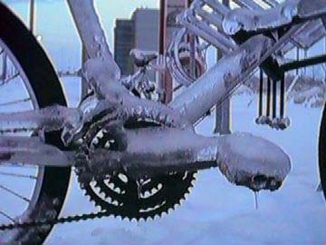 Ice covered bike in Ottawa, Canada