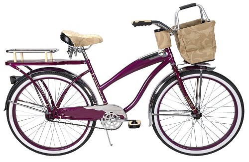 pink beach cruiser with basket